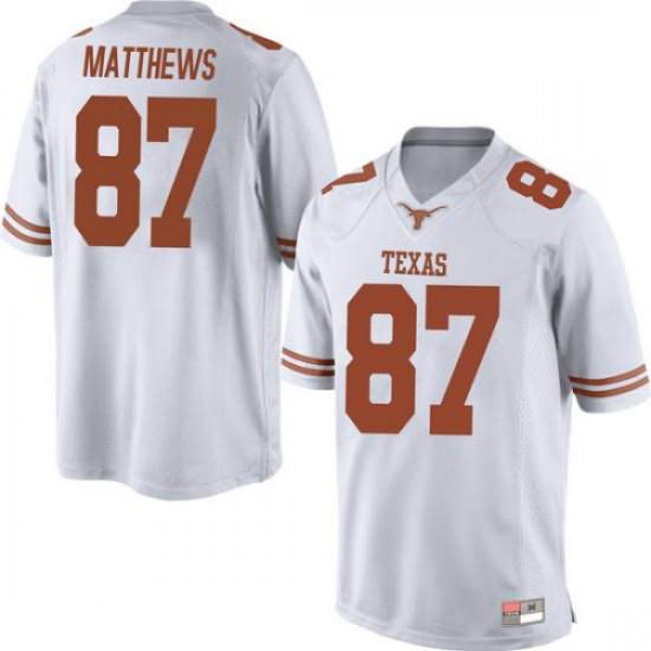 Mens University of Texas #87 Joshua Matthews Game Player Jersey White